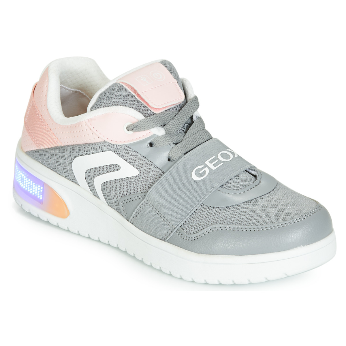 Pantofi Fete Pantofi sport Casual Geox J XLED GIRL Gri / Roz / Led