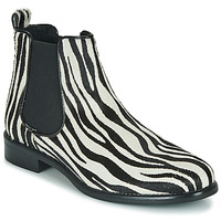 Pantofi Femei Ghete Betty London HUGUETTE Negru / Alb / Zebra