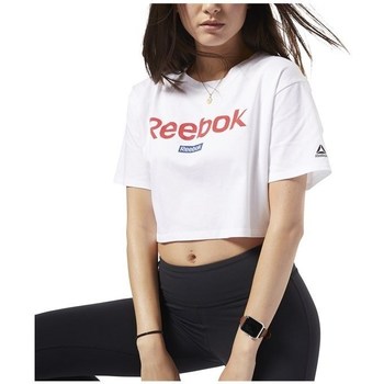 Reebok Sport Linear Logo Crop Tee Alb