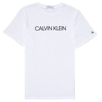 Îmbracaminte Băieți Tricouri mânecă scurtă Calvin Klein Jeans INSTITUTIONAL T-SHIRT Alb