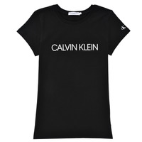 Îmbracaminte Fete Tricouri mânecă scurtă Calvin Klein Jeans INSTITUTIONAL T-SHIRT Negru