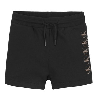 Îmbracaminte Fete Pantaloni scurti și Bermuda Calvin Klein Jeans CK REPEAT FOIL KNIT SHORTS Negru