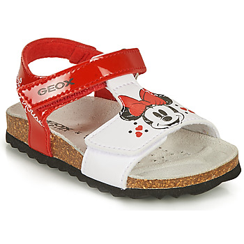 Pantofi Fete Sandale Geox SANDAL CHALKI GIRL Roșu / Alb