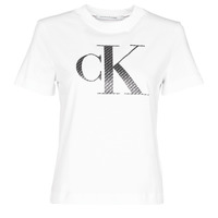 Îmbracaminte Femei Tricouri mânecă scurtă Calvin Klein Jeans SATIN BONDED FILLED CK TEE Alb