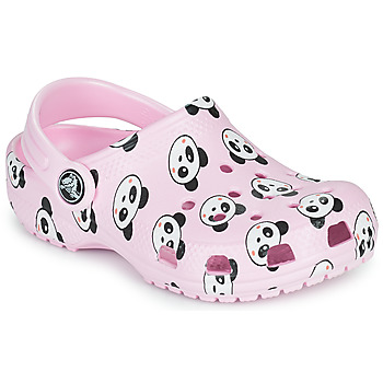 Pantofi Fete Saboti Crocs CLASSIC PANDA PRINT CLOG K Roz / Panda