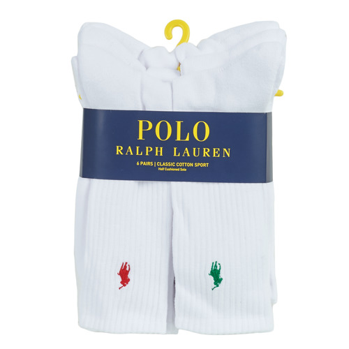 Accesorii Șosete sport Polo Ralph Lauren ASX110 6 PACK COTTON Alb
