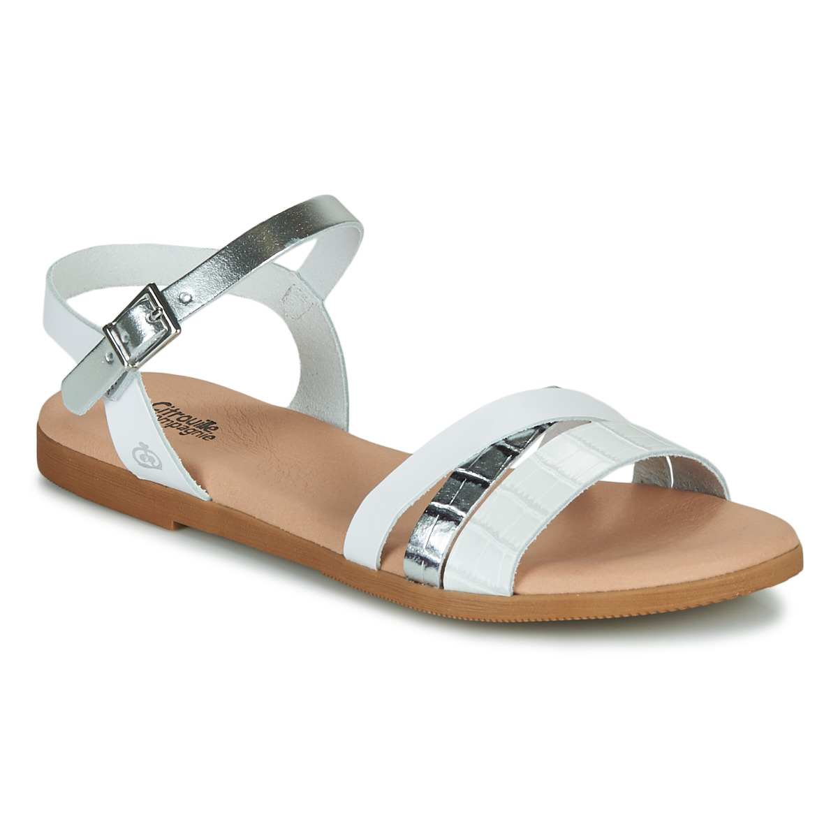Pantofi Fete Sandale Citrouille et Compagnie OBINOU Alb / Argintiu