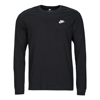 Îmbracaminte Bărbați Tricouri cu mânecă lungă  Nike NSCLUB TEE - LS Negru / Alb
