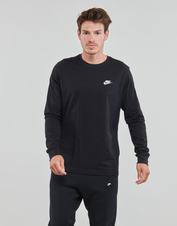 Îmbracaminte Bărbați Tricouri cu mânecă lungă  Nike NSCLUB TEE - LS Negru / Alb