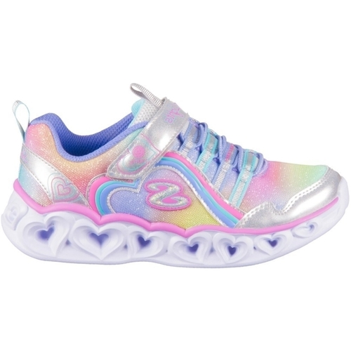 Pantofi Copii Pantofi sport Casual Skechers Heart Lights Rainbow Lux Roz, Albastre, De argint