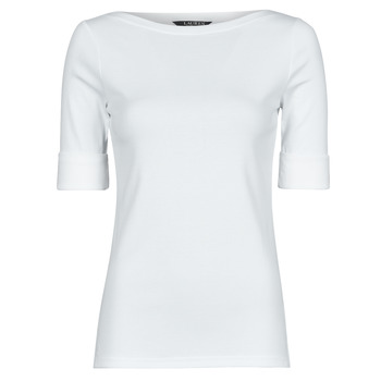 Îmbracaminte Femei Tricouri cu mânecă lungă  Lauren Ralph Lauren JUDY-ELBOW SLEEVE-KNIT Alb