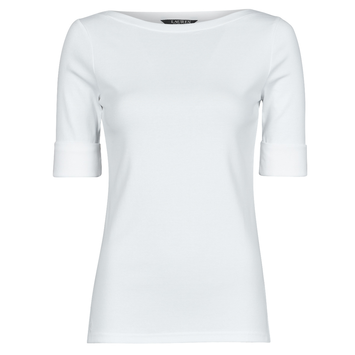 Îmbracaminte Femei Tricouri mânecă scurtă Lauren Ralph Lauren JUDY-ELBOW SLEEVE-KNIT Alb