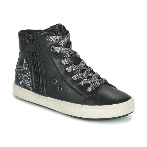 Pantofi Fete Pantofi sport stil gheata Geox KALISPERA Negru / Argintiu