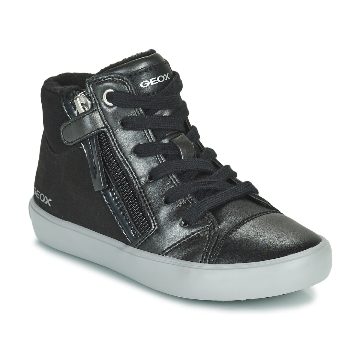 Pantofi Fete Pantofi sport stil gheata Geox GISLI Negru / Argintiu