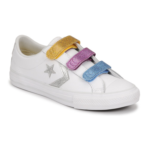 Pantofi Fete Pantofi sport Casual Converse STAR PLAYER 3V GLITTER TEXTILE OX Alb / Multicolor