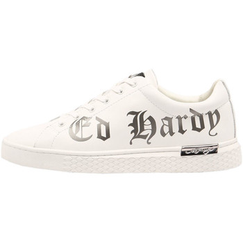 Pantofi Bărbați Sneakers Ed Hardy Script low top white-gun metal Alb