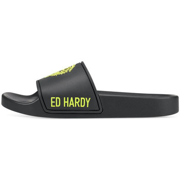 Pantofi Femei Șlapi Ed Hardy - Sexy beast sliders black-fluo yellow Negru