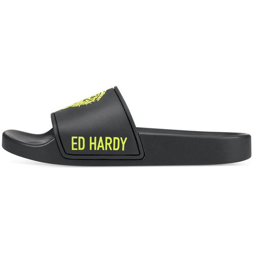 Pantofi Femei  Flip-Flops Ed Hardy Sexy beast sliders black-fluo yellow Negru