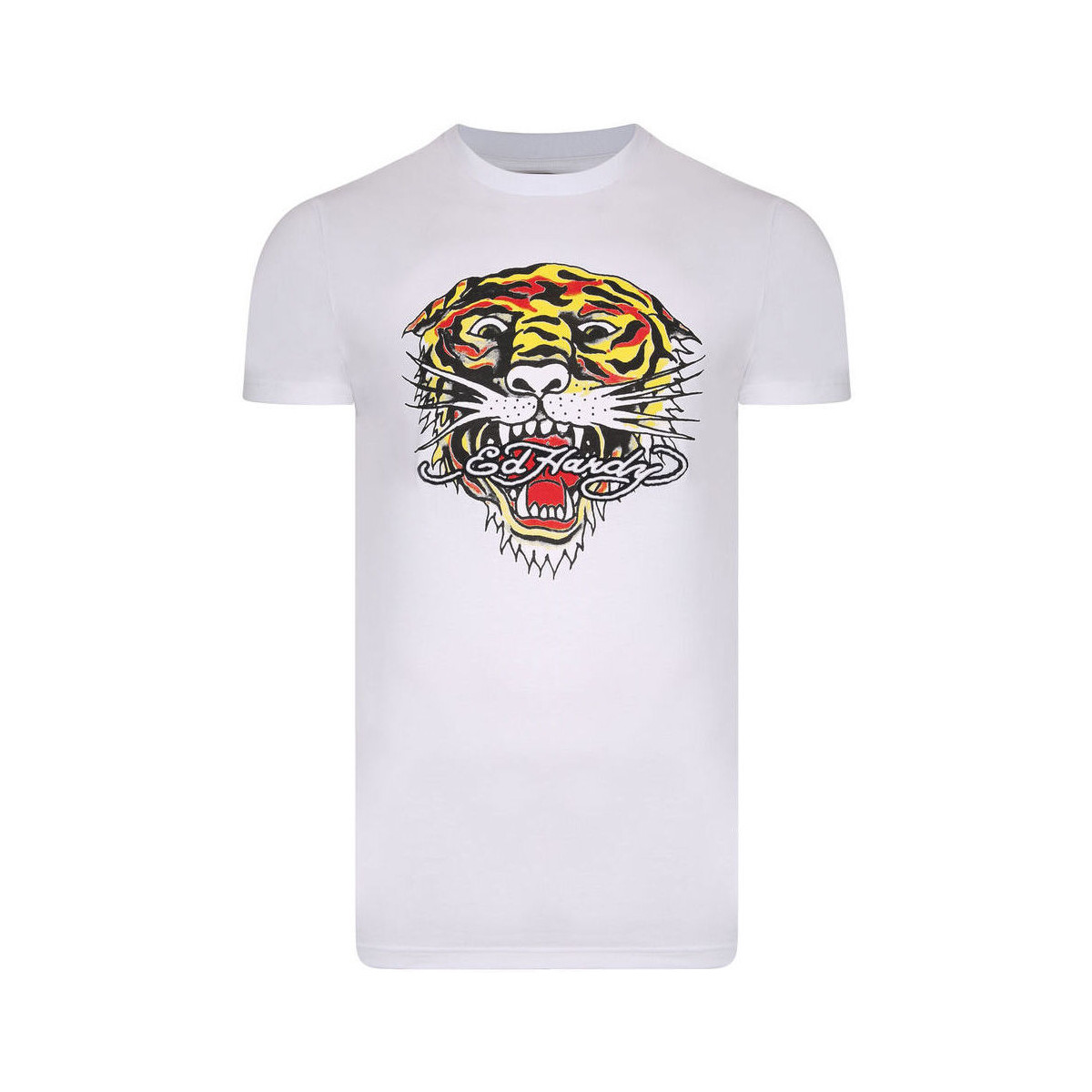 Îmbracaminte Bărbați Tricouri mânecă scurtă Ed Hardy Tiger mouth graphic t-shirt white Alb
