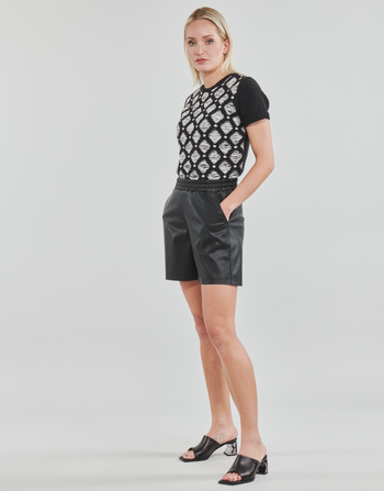 Karl Lagerfeld PERFORATED FAUX LEATHER SHORTS Negru