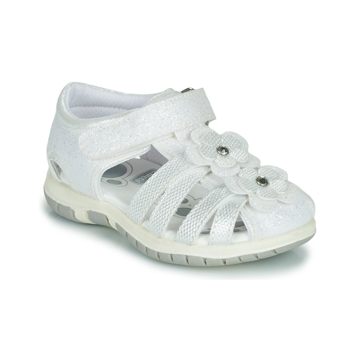 Pantofi Fete Sandale Chicco FIORDALISO Alb / Argintiu