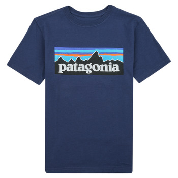 Îmbracaminte Copii Tricouri mânecă scurtă Patagonia BOYS LOGO T-SHIRT Albastru