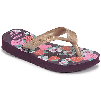 Pantofi Fete  Flip-Flops Havaianas KIDS FLORES Violet / Auriu