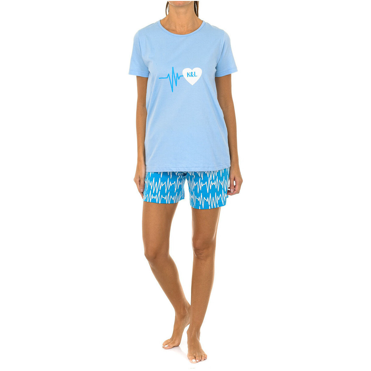 Îmbracaminte Femei Pijamale și Cămăsi de noapte Kisses&Love KL45135 albastru