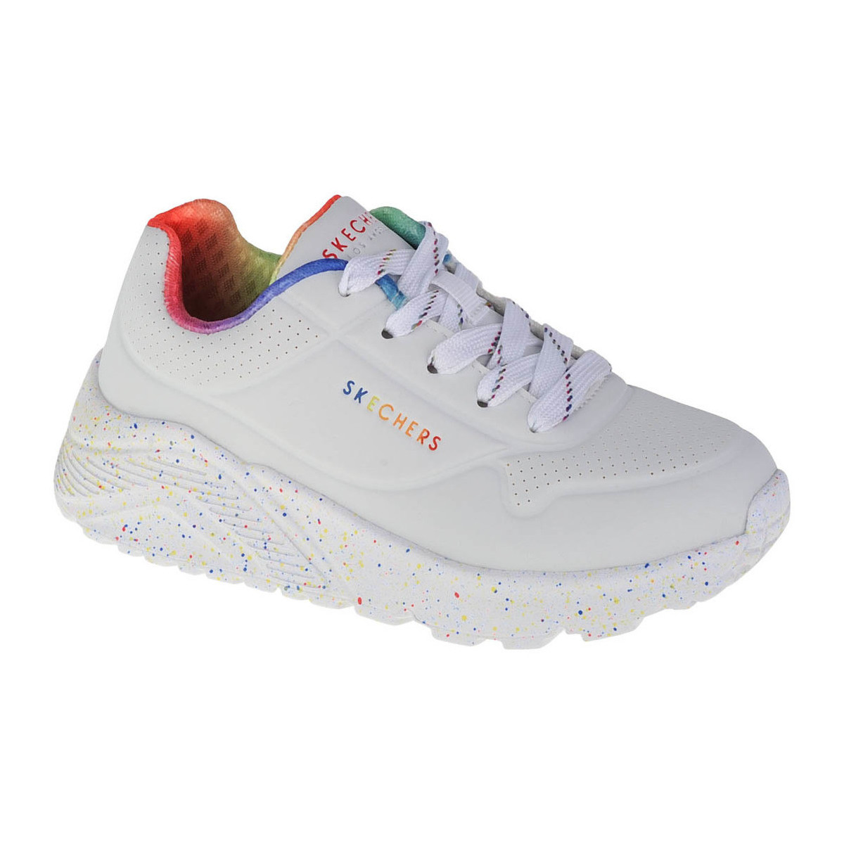 Pantofi Fete Pantofi sport Casual Skechers Uno Lite Rainbow Speckle Alb
