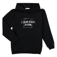 Îmbracaminte Fete Hanorace  Calvin Klein Jeans METALLIC BOX LOGO RELAXED HOODIE Negru