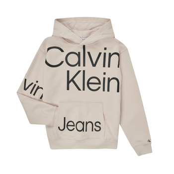 Îmbracaminte Băieți Hanorace  Calvin Klein Jeans BOLD INSTITUTIONAL LOGO HOODIE Alb