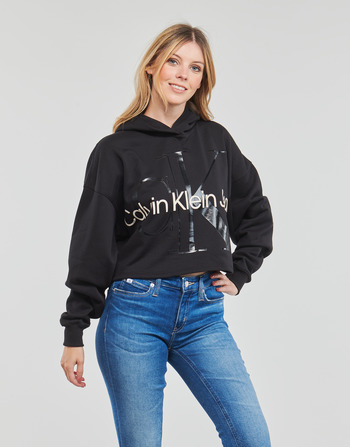 Îmbracaminte Femei Hanorace  Calvin Klein Jeans GLOSSY MONOGRAM HOODIE Negru