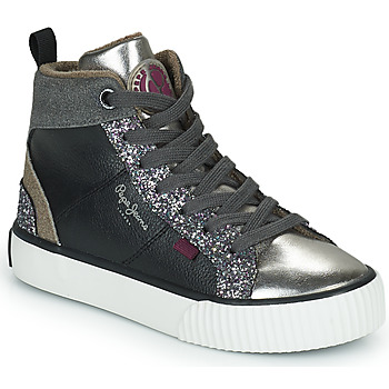 Pantofi Fete Pantofi sport stil gheata Pepe jeans OTTIS PLATFORM GIRL GLIT Negru / Argintiu