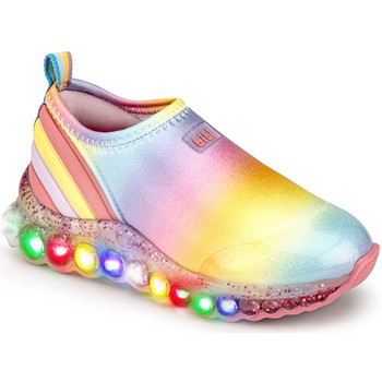 Pantofi Fete Sneakers Bibi Shoes Pantofi Sport LED Bibi Roller Celebration Rainbow Roz