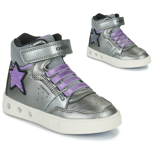 Pantofi Fete Pantofi sport stil gheata Geox J SKYLIN GIRL A Argintiu / Violet
