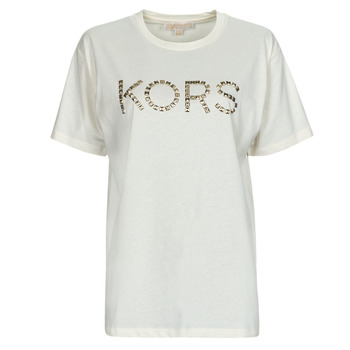 Îmbracaminte Femei Tricouri mânecă scurtă MICHAEL Michael Kors STUDDED KORS BF TEE Alb / Prăfuit
