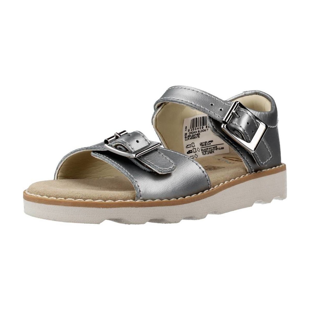 Pantofi Fete Sandale Clarks CROWN BLOOM T Argintiu