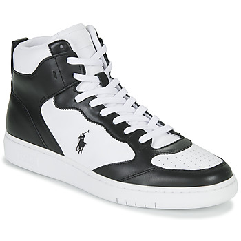 Pantofi Bărbați Pantofi sport stil gheata Polo Ralph Lauren POLO CRT HGH-SNEAKERS-LOW TOP LACE Negru / Alb