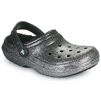 Pantofi Femei Saboti Crocs CLASSIC GLITTER LINED CLOG Negru / Argintiu