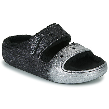 Pantofi Femei Papuci de vară Crocs CLASSIC COZZZY GLITTER SANDAL Negru / Argintiu