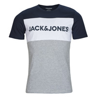 Îmbracaminte Bărbați Tricouri mânecă scurtă Jack & Jones JJELOGO BLOCKING TEE Albastru / Gri / Alb