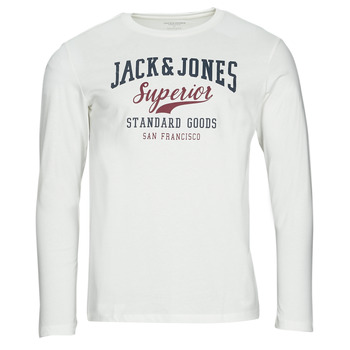 Îmbracaminte Bărbați Tricouri cu mânecă lungă  Jack & Jones JJELOGO TEE LS O-NECK 2 COL Alb