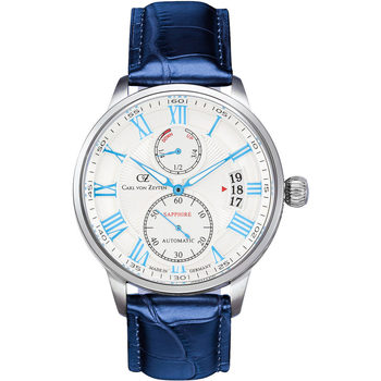 Ceasuri & Bijuterii Bărbați Ceasuri Analogice Carl Von Zeyten CVZ0082WHS, Automatic, 46mm, 10ATM Argintiu