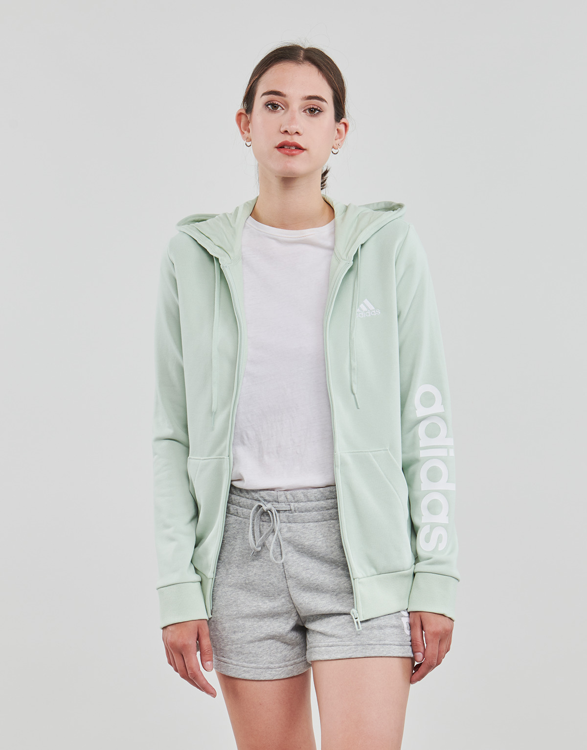 Îmbracaminte Femei Bluze îmbrăcăminte sport  Adidas Sportswear W LIN FT FZ HD Verde / Lin