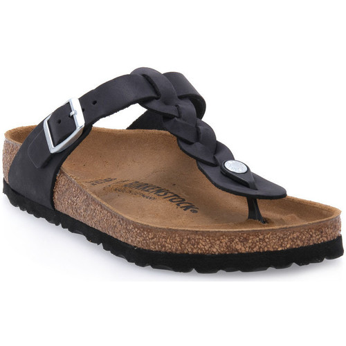 Pantofi Femei Papuci de vară Birkenstock GIZEH BRAIDED BLK OILED CALZ S Negru