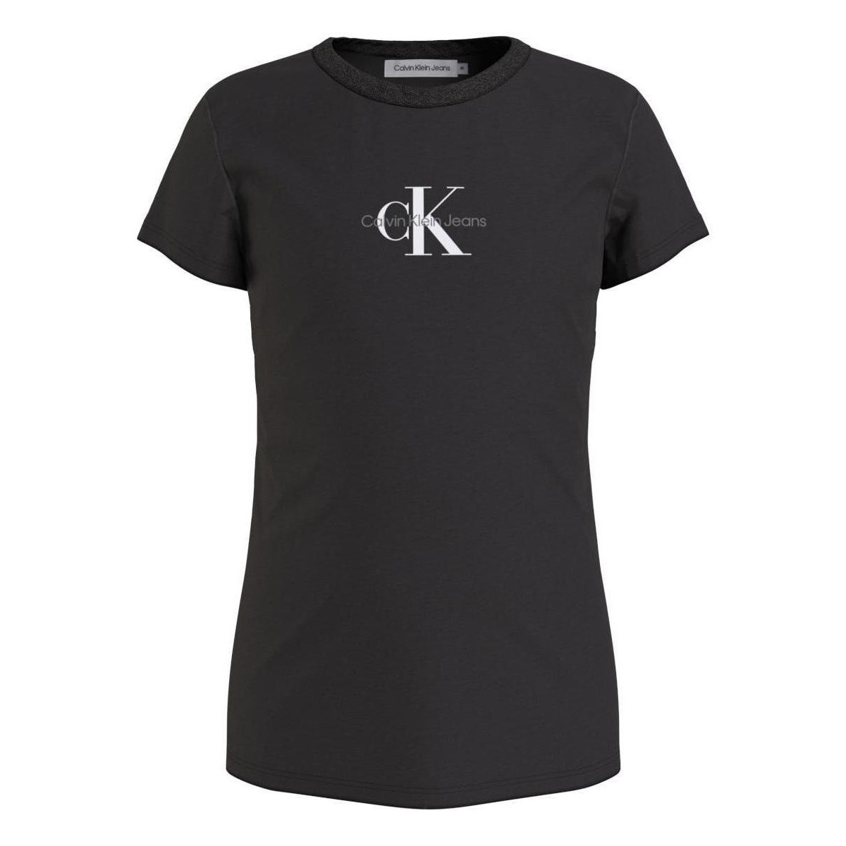 Îmbracaminte Fete Tricouri mânecă scurtă Calvin Klein Jeans  Negru