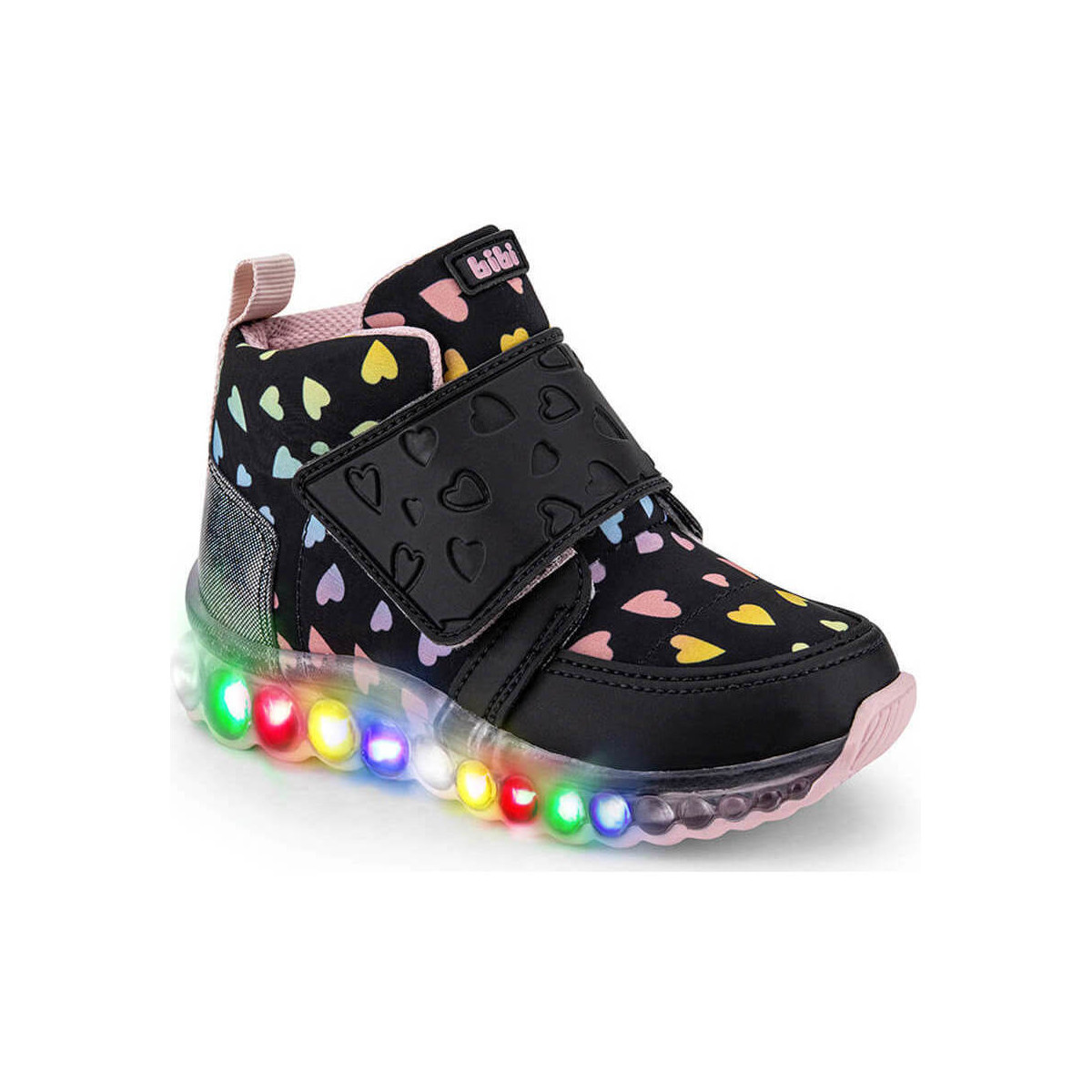 Pantofi Fete Ghete Bibi Shoes Ghete Fete LED Bibi Roller Celebration Hearts Negru
