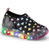Pantofi Fete Sneakers Bibi Shoes Pantofi Sport LED Bibi Roller Celebration Black Hearts Negru