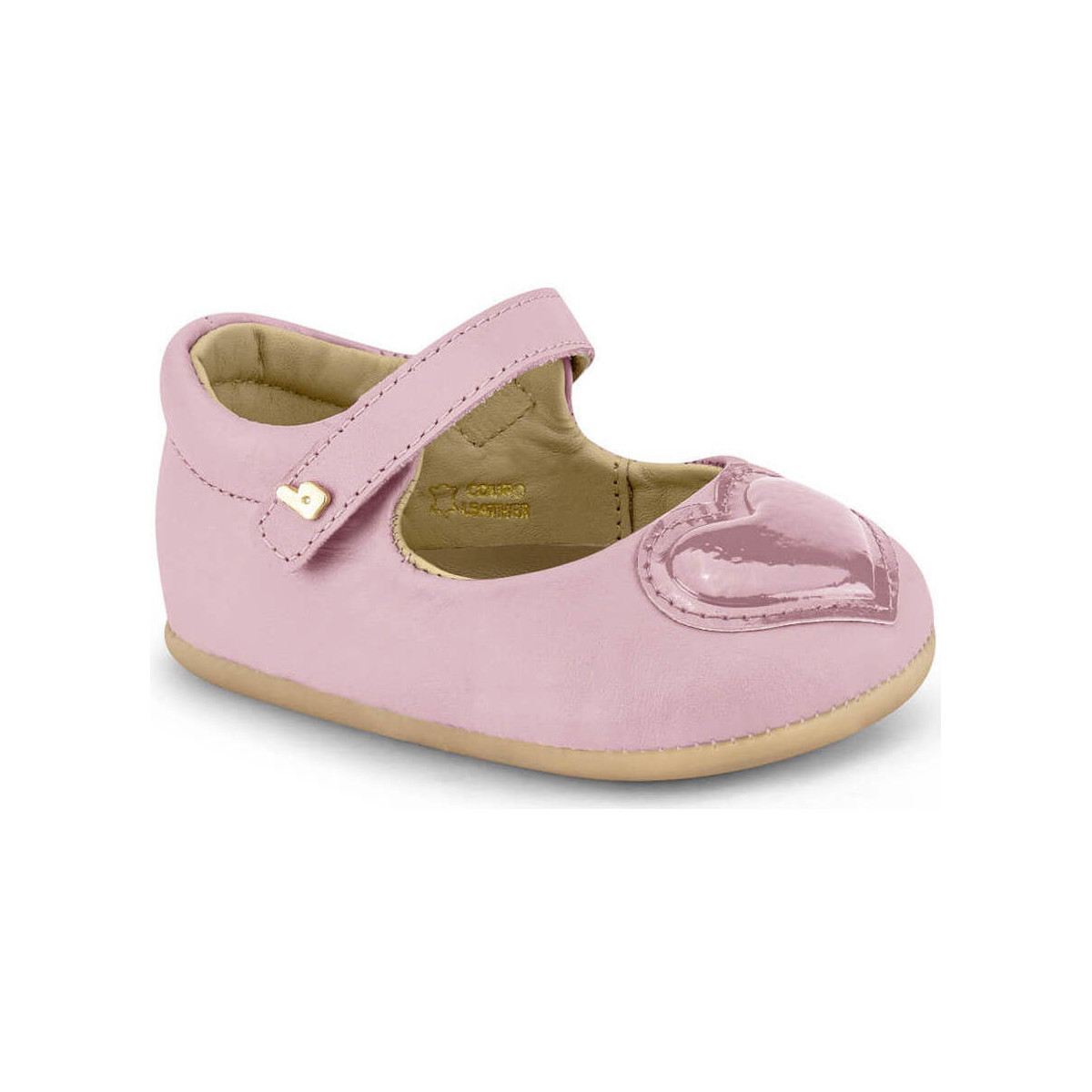 Pantofi Fete Balerin și Balerini cu curea Bibi Shoes Balerini Afeto Joy Rosa cu Inimioara roz