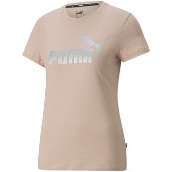 Îmbracaminte Femei Tricouri mânecă scurtă Puma Ess Metallic Logo Tee Bej